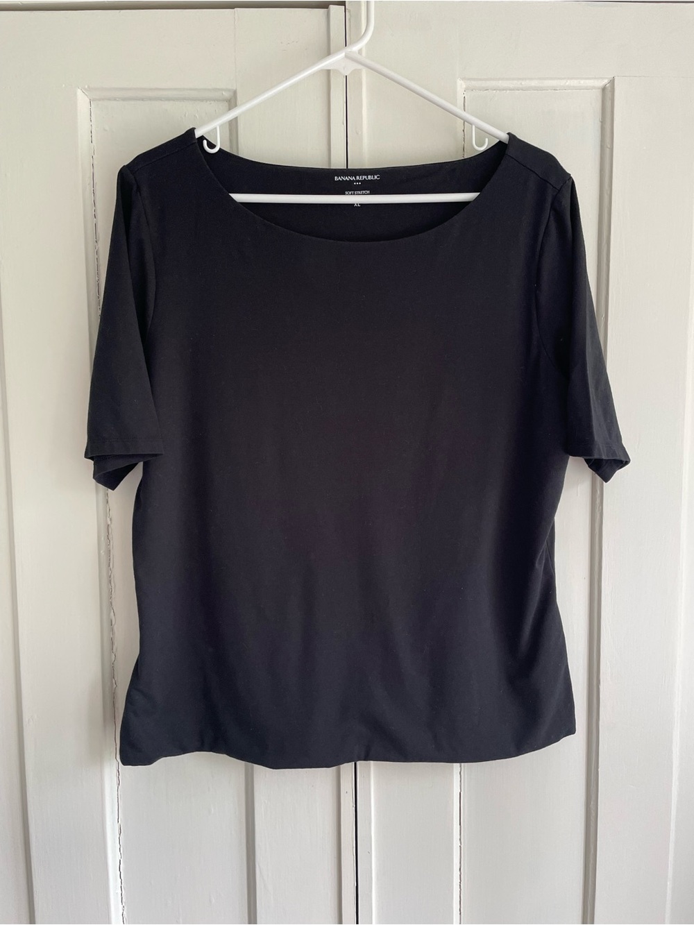 Banana Republic Tee T Shirt Soft Stretch Black XL Short Sleeve Women's Top Luxe